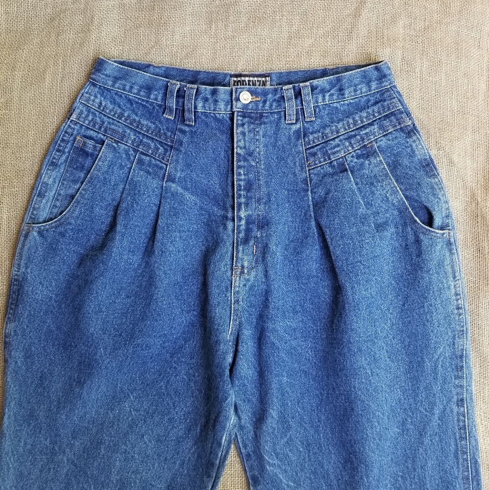 Vintage High Waist Pleated Mom Jeans